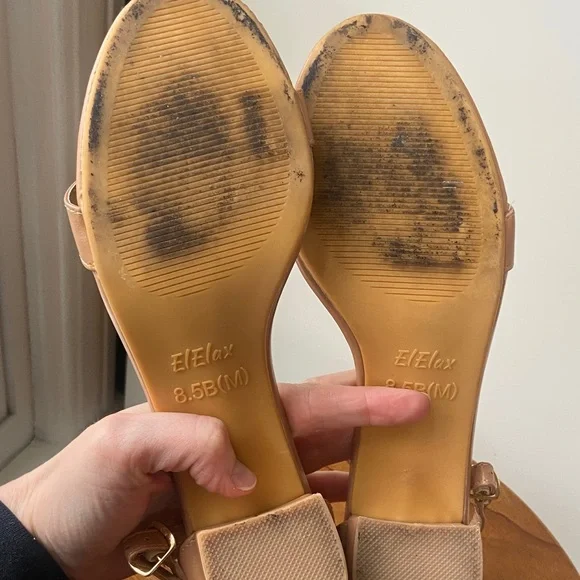 Comfortable Tan Block Heel Sandals - Picture 7 of 7